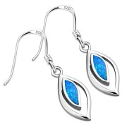Synthetic Opal Drop Silver Earrings, e347h
